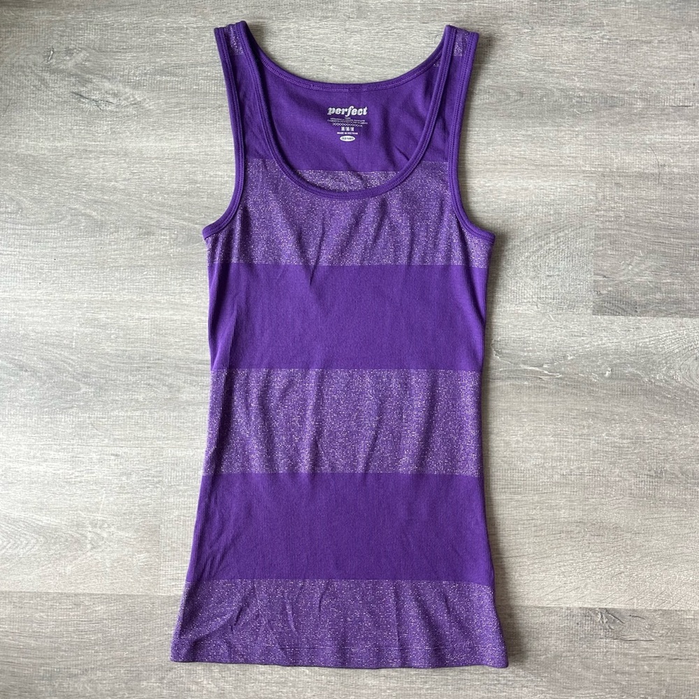 Y2K Old Navy Purple Sliver Striped Women's Tank Top
